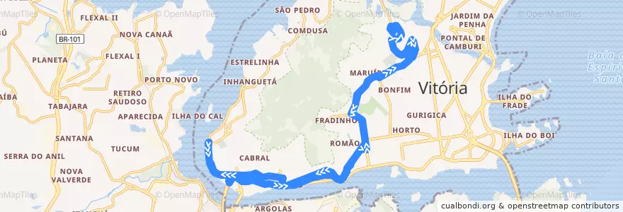 Mapa del recorrido 0171 Mario Cypreste x Joana d'Arc de la línea  en Microrregião Vitória.