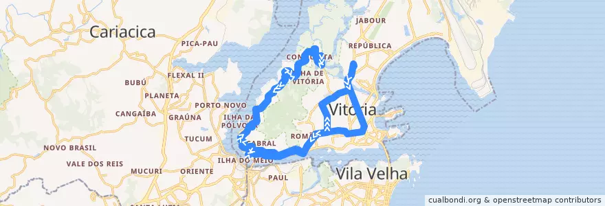 Mapa del recorrido 0130 Resistência / Jardim da Penha via Marechal Campos de la línea  en Vitória.