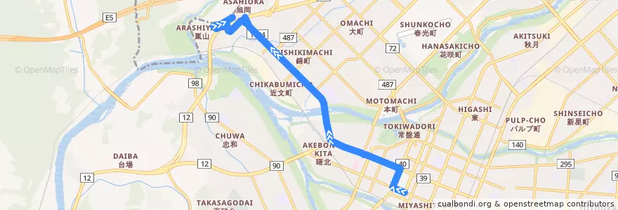 Mapa del recorrido [3]1条8丁目・近文線（区間便） de la línea  en 上川総合振興局.