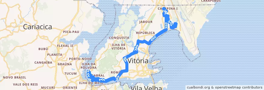 Mapa del recorrido 0164 Mario Cypreste / Jardim Camburi via Marechal Campos de la línea  en 维多利亚.
