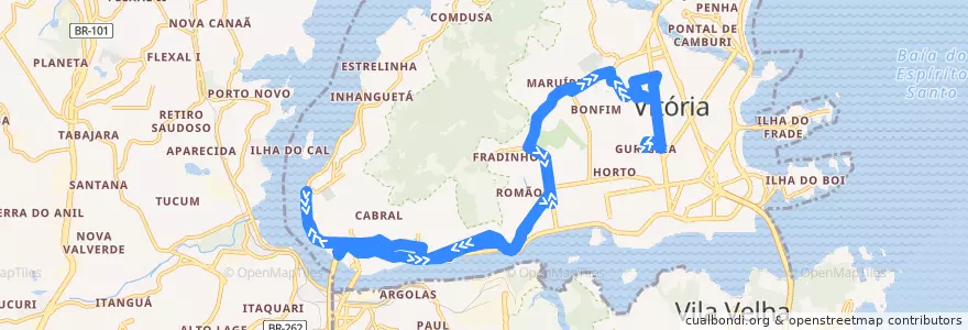 Mapa del recorrido 0172 Mario Cypreste x Itararé de la línea  en Microrregião Vitória.