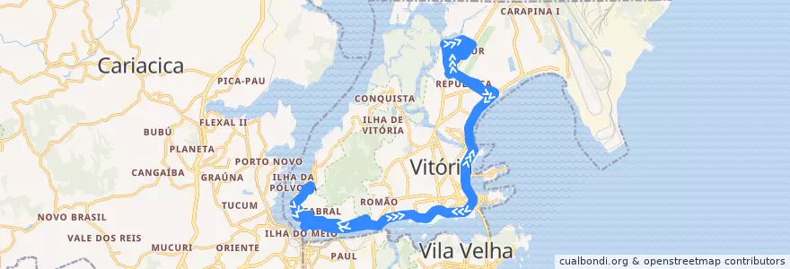 Mapa del recorrido 0212 Aeroporto / Grande Vitória via Beira Mar de la línea  en Vitória.