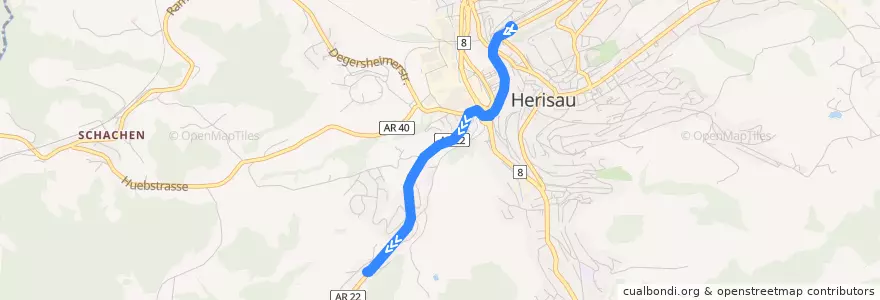 Mapa del recorrido Bus 171: Herisau, Bahnhof => Ifang de la línea  en Herisau.