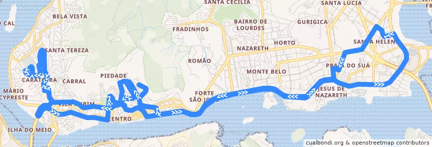 Mapa del recorrido 0202 Caratoíra / Shopping Vitória via Beira Mar de la línea  en 비토리아.