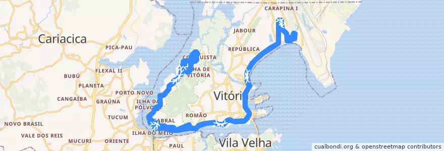 Mapa del recorrido 0211 Santo André / Jardim Camburi via Beira Mar de la línea  en Victoria.