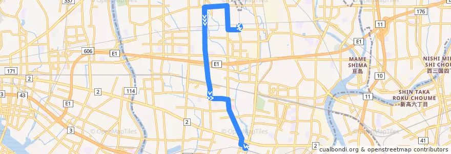 Mapa del recorrido 31：阪急塚口～尼崎北小学校～阪神尼崎 de la línea  en 尼崎市.