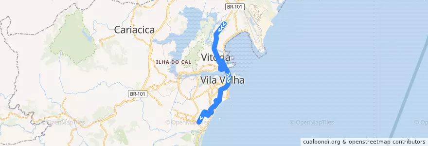 Mapa del recorrido 1609 Aeroporto / Araças via Shopping Vitória de la línea  en Microrregião Vitória.