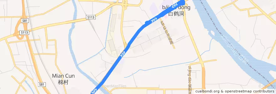 Mapa del recorrido 410路(地铁菊树站-鹤洞总站) de la línea  en 荔湾区.