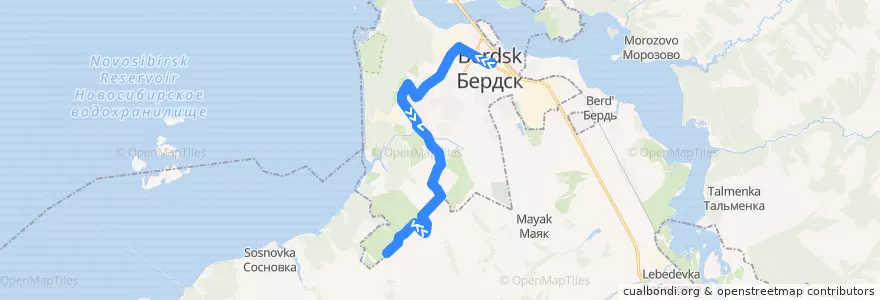 Mapa del recorrido Автобус 25: Горького – Садовое общество «Вега 4» de la línea  en Новосибирская область.