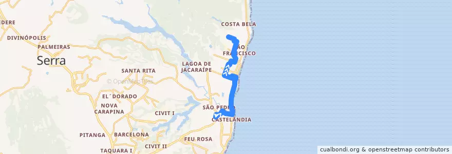 Mapa del recorrido 810 São Francisco / T. Jacaraípe via Av. São Lucas de la línea  en 塞拉.