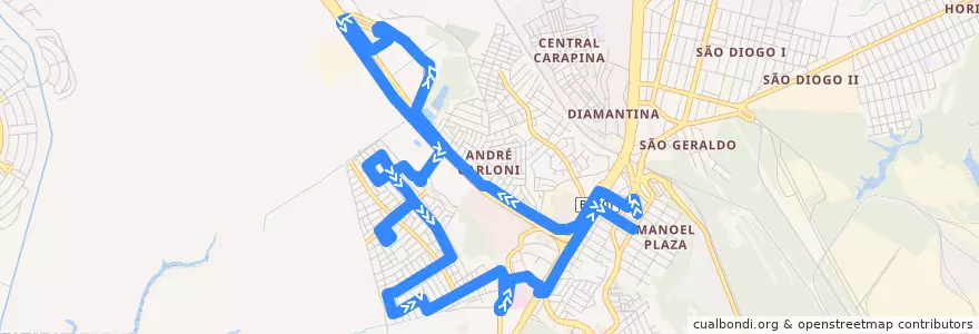 Mapa del recorrido 826 T.Carapina/Jardim Carapina (Circular A) de la línea  en Serra.