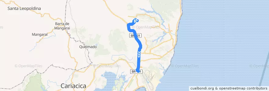 Mapa del recorrido 829 Planalto Serrano / T.Carapina via Area B de la línea  en Serra.