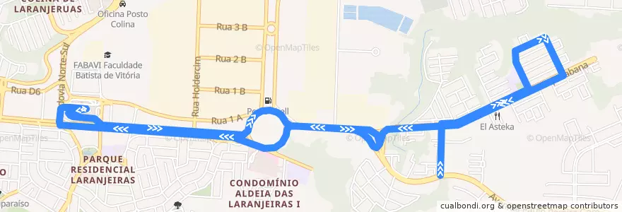 Mapa del recorrido 849 T Laranjeiras / Laranjeiras II - Circular de la línea  en Serra.