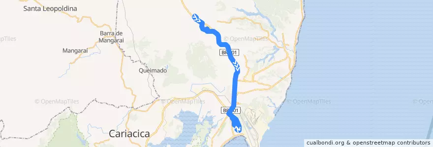 Mapa del recorrido 851 Serra / Jardim Camburi via BR-101/Bairro de Fátima de la línea  en 塞拉.