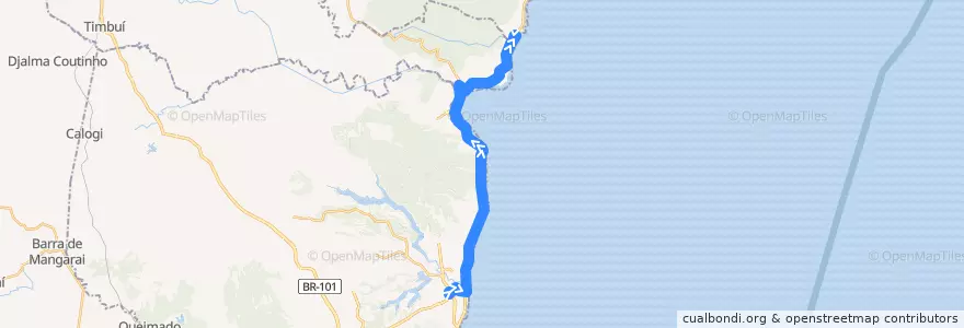 Mapa del recorrido 854 T. Jacaraipe / Praia Grande via Nova Almeida de la línea  en 圣埃斯皮里图.