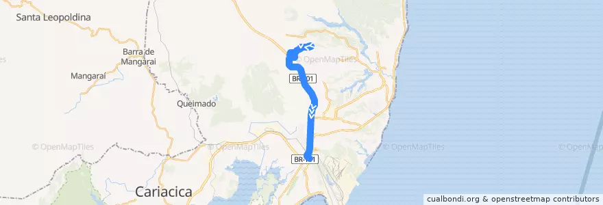 Mapa del recorrido 855 Planalto Serrano Setor C / Terminal Carapina via Setor A de la línea  en Serra.