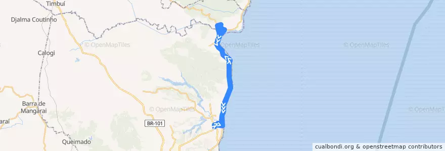 Mapa del recorrido 886 T.Jacaraipe / Bairro Direção via São Pedro de la línea  en Espírito Santo.