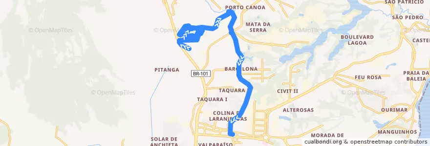 Mapa del recorrido 887 Barro Branco / T. Laranjeiras via Rua Intendente Câmara de la línea  en 塞拉.