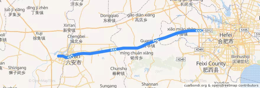 Mapa del recorrido 合肥地铁S2号线 de la línea  en 安徽省.
