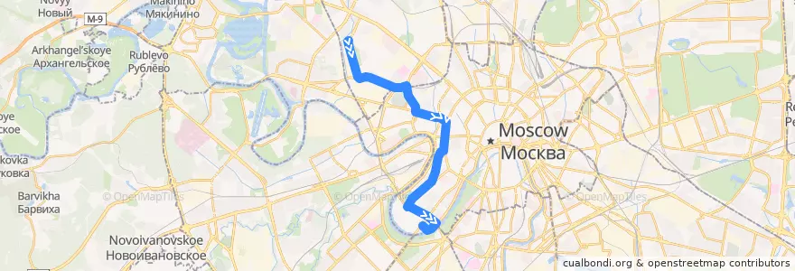 Mapa del recorrido Автобус 64: Песчаная площадь => Стадион «Лужники» (южная) de la línea  en Moskau.