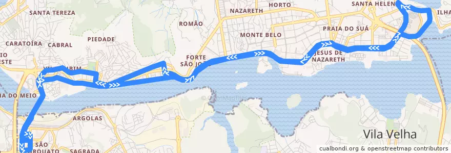 Mapa del recorrido 574 T. São Torquato / Shopping Vitória via Beira Mar de la línea  en Microrregião Vitória.