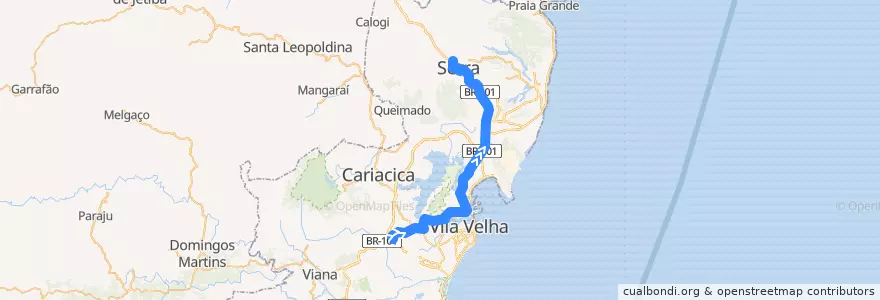 Mapa del recorrido 534 Serra / T.Campo Grande - Expresso de la línea  en Microrregião Vitória.