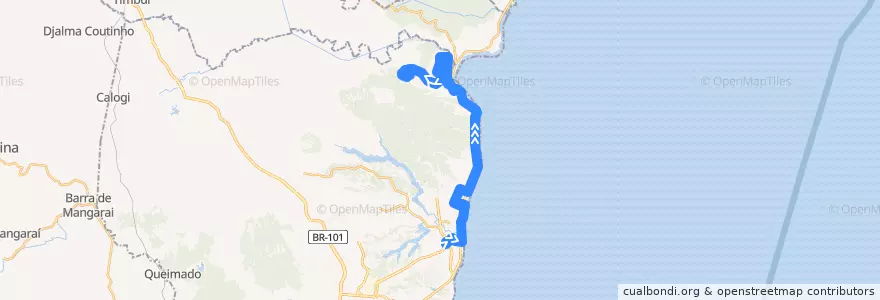 Mapa del recorrido 873 Parque Residencial Nova Almeida / T.Jacaraipe via Parque das Gaivotas de la línea  en Serra.