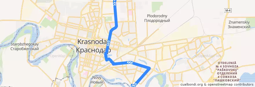 Mapa del recorrido Трамвай №22: "улица Димитрова - Солнечная улица" de la línea  en городской округ Краснодар.