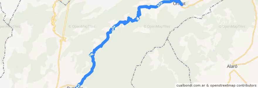 Mapa del recorrido Bus 221: Bunyola → Orient de la línea  en Bunyola.