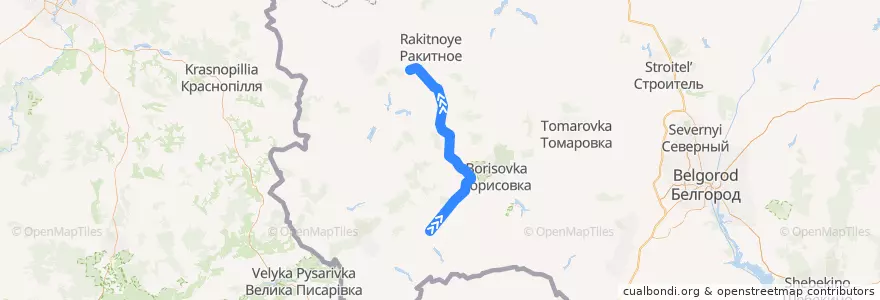 Mapa del recorrido Готня - Хотмыжск de la línea  en Белгородская область.