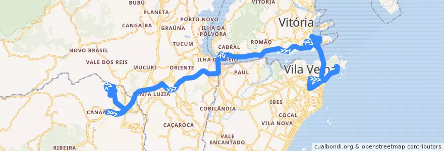 Mapa del recorrido 1902 Marcilio de Noronha / Praia da Costa via Expedito Garcia/Beira Mar de la línea  en Microrregião Vitória.