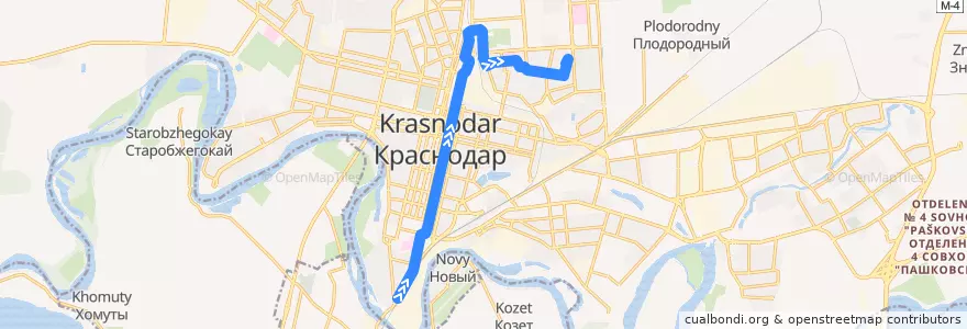 Mapa del recorrido Трамвай №2 "Индустриальная улица - улица Декабристов" de la línea  en городской округ Краснодар.