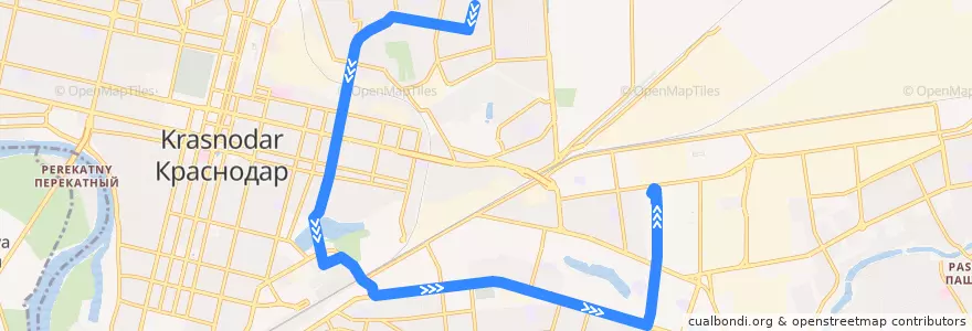 Mapa del recorrido Трамвай №20: "улица Декабристов - Хладокомбинат" de la línea  en городской округ Краснодар.