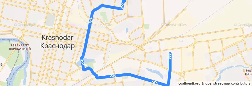 Mapa del recorrido Трамвай №20: "Хладокомбинат - улица Декабристов" de la línea  en городской округ Краснодар.