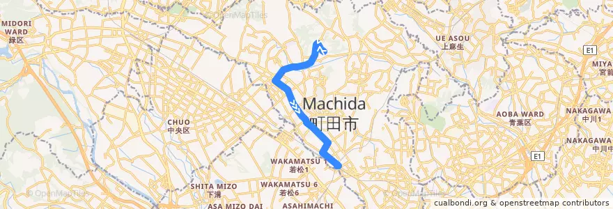 Mapa del recorrido 町田45系統 de la línea  en 町田市.