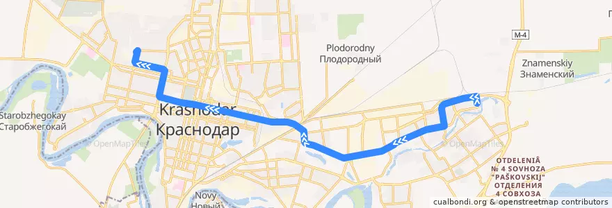 Mapa del recorrido Автобус №14: "Комсомольский микрорайон - Бальнеолечебница" de la línea  en городской округ Краснодар.