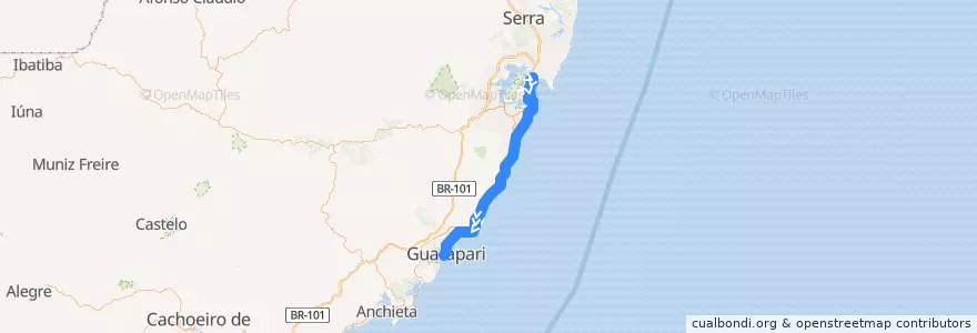 Mapa del recorrido 063/5 VIX - Guarapari via Camburi de la línea  en Região Metropolitana da Grande Vitória.