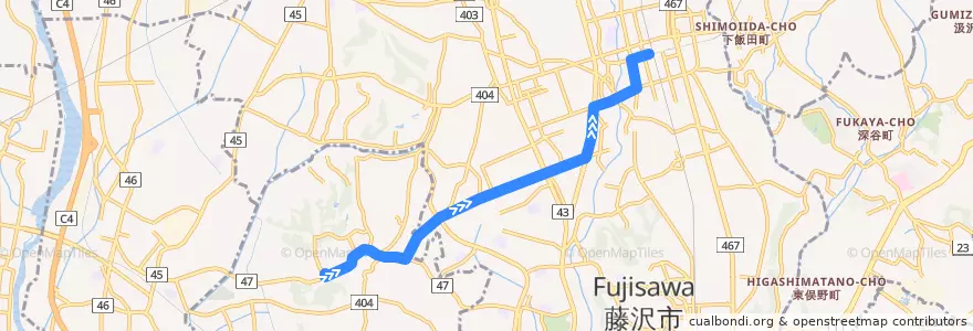 Mapa del recorrido 湘18 湘南台駅西口行 de la línea  en 神奈川県.