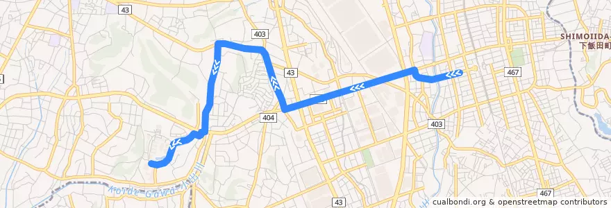 Mapa del recorrido 湘24 遠藤・笹久保経由 慶応中高等部前 de la línea  en 藤沢市.