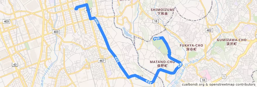 Mapa del recorrido 湘27 亀井野経由 湘南台駅東口行 de la línea  en 神奈川県.