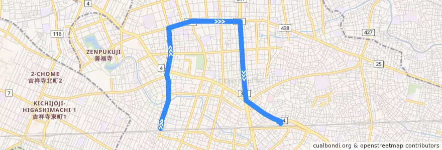 Mapa del recorrido 西51 de la línea  en 杉並区.
