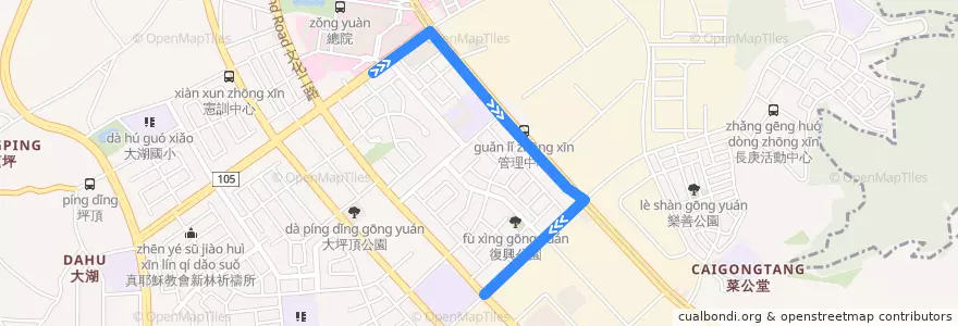 Mapa del recorrido 新北市 898 迴龍─長庚醫院(返程) de la línea  en Taoyuan.