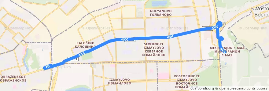 Mapa del recorrido Автобус 860: Балашиха (микрорайон 1 Мая) => Москва (метро «Черкизовская») de la línea  en Восточный административный округ.