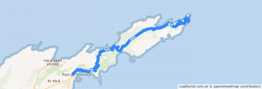Mapa del recorrido Bus 353: Formentor → Port de Pollença de la línea  en Pollença.