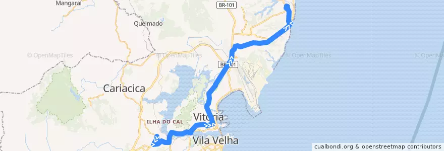 Mapa del recorrido 543 T.Jacaraipe/T.Itaciba - Expresso de la línea  en Microrregião Vitória.