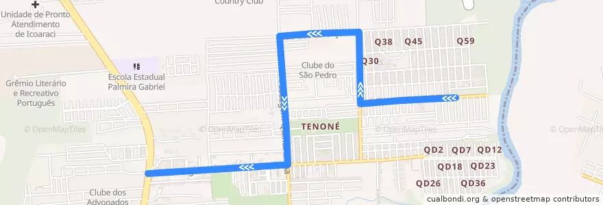 Mapa del recorrido Tenoné - Pátio Belém (Expresso) de la línea  en Belém.
