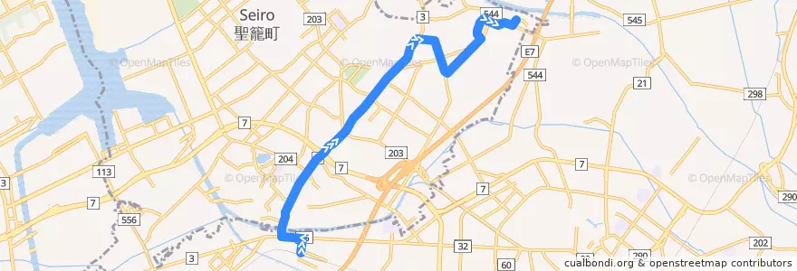 Mapa del recorrido 聖籠エコミニバスさくら号10便 de la línea  en 聖籠町.