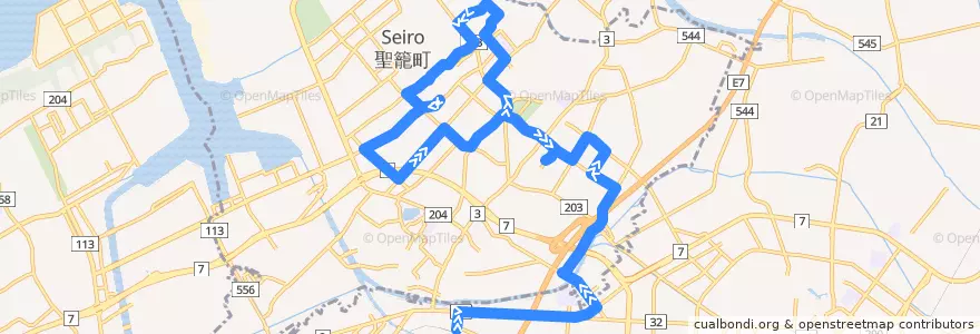 Mapa del recorrido 聖籠エコミニバスさくら号4便 de la línea  en 聖籠町.