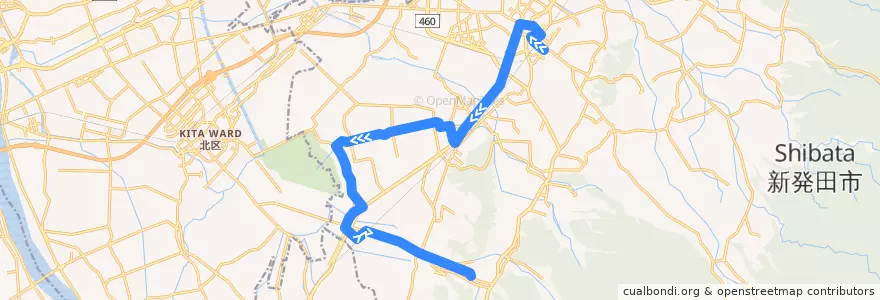 Mapa del recorrido 新発田営業所-乗廻-月岡 線 de la línea  en 新発田市.