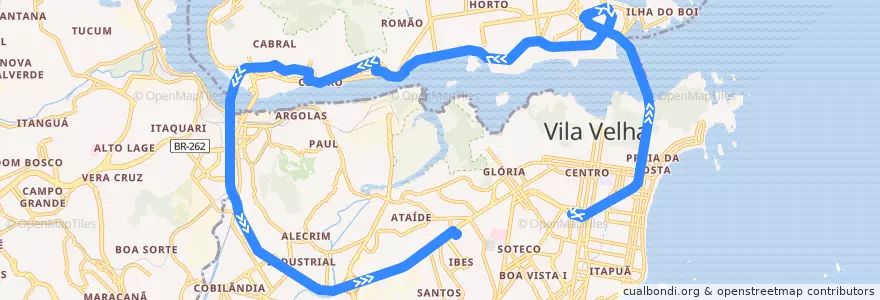 Mapa del recorrido 514 Terminal Vila Velha / Terminal Ibes via Terceira Ponte / Beira Mar de la línea  en Microrregião Vitória.
